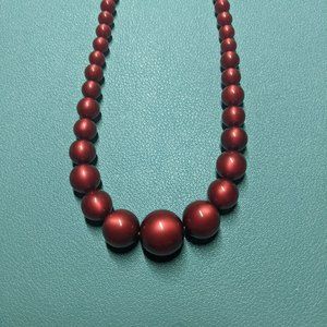 Vintage Red Acrylic Bead Necklace